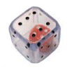 Double Dice 1d6 inside d6 (25mm) Clear Shell w/internal Red/white d6