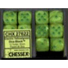 D6 16 mm (12 Dice) Vortex Electric Yellow w/green