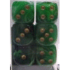 D6 16 mm (12 Dice) Vortex Green w/gold