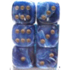 D6 16 mm (12 Dice) Vortex Blue w/gold