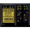 D6 16 mm (12 Dice) Festive? Rio? w/yellow