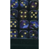 D6 12mm (36 Dice) Scarab? Royal Blue w/gold