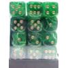 D6 12mm (36 Dice) Vortex Green w/gold